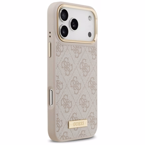 Guess 4G Logo Plate MagSafe Чехол для iPhone 17 Pro Max - розовый