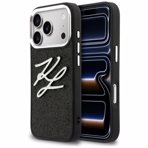 Karl Lagerfeld IML Glitter KL Diamond Logo чехол для iPhone 17 Pro чёрный