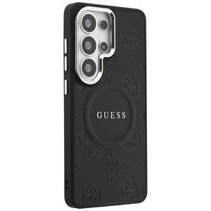 Guess Saffiano Peony Embossed Ring MagSafe maciņš Samsung Galaxy S26 Ultra melns