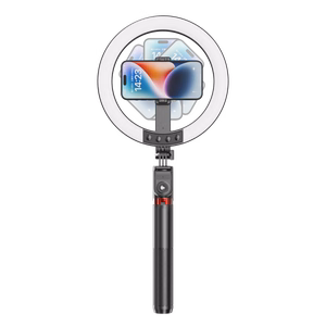 Blavec Selfie gredzena lampa Aluminium Aura LED RGB gredzens P-50 25cm statīvs + tālvadības pults + 2,3 metri (RLP50-TRB23) melna
