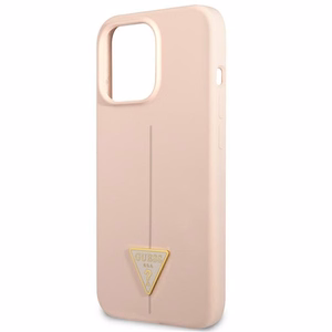 Guess GUHCP13LSLTGP iPhone 13 Pro / 13 6.1" rozā cietais apvalks silikona trīsstūris