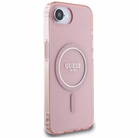 Guess IML Glitter Circle magnētiskais viedtālruņa apvalks iPhone 16e - rozā