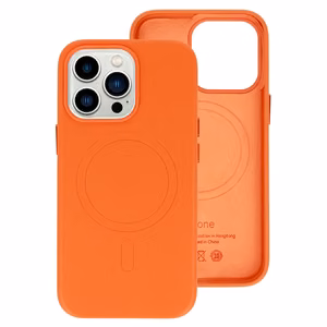 MagSafe Leather Case iPhone 15 Plus Orange