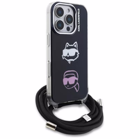 Karl Lagerfeld IML Crossbody Karl&Choupette Head Maciņš for iPhone 16 Pro Max - melns