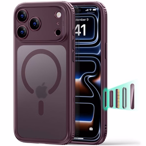 ESR Classic Hybrid MagSafe maciņš, paredzēts iPhone 18 Pro Max / 17 Pro Max, tumšā ķiršu krāsā
