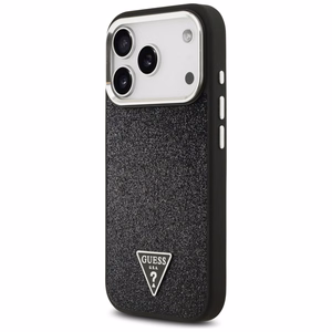 Guess Mirdzošs Trīsstūra Logotips Magnētiskais viedtālruņa apvalks iPhone 17 Pro - melns