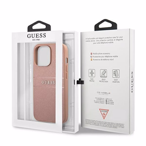 Guess GUHCP13XPSASBPI iPhone 13 Pro Max 6.7 rozā ciets apvalks Saffiano Stripe