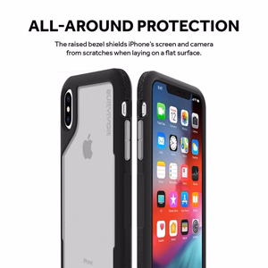 Griffin Survivor Endurance vāciņš ierīcei iPhone XS Max, caurspīdīgs un pelēks