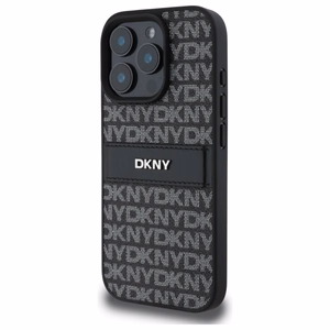 DKNY tekstūras raksta svītrains viedtālruņa apvalks iPhone 16 Pro Max - melns