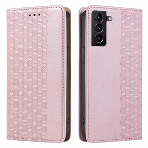 Magnētiskais apvalks Samsung Galaxy S22+ (S22 Plus) ar siksniņu, maku un mazā piekariņa - rozā