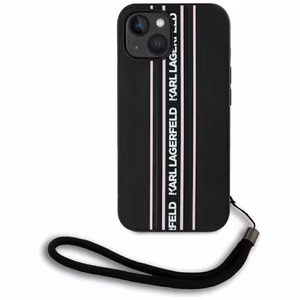 Karl Lagerfeld Saffiano Athleisure Stripes Cord viedtālruņa apvalks iPhone 15 - rozā