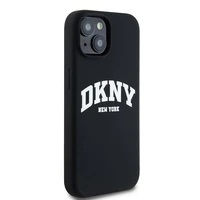 DKNY Liquid Silicone White Printed Logo MagSafe Viedtālruņa apvalks iPhone 14/15/13 - melns (m)