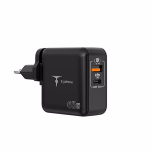SIENAS LĀDĒTĀJS T-PHOX MEGA T-PP09 GAN PD 65W USB/USB-C MELNS