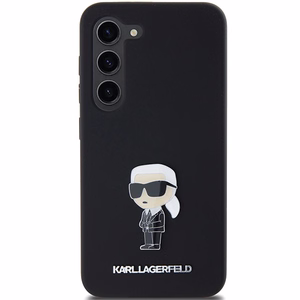 Karl Lagerfeld silikona Ikonik metāla piespraude viedtālruņa apvalks Samsung Galaxy S23+ - melns