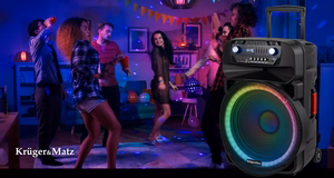 60 W aktīvā skanda ar 2 bezvadu UHF mikrofoniem, SD, Bluetooth, FM, USB un LED