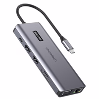 Choetech daudzfunkcionāls HUB ar displeju 12in1 USB-C uz USB-C / USB-A / HDMI / VGA / AUX / SD / TF pelēks (HUB-M26)