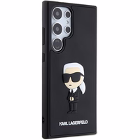 Karl Lagerfeld 3D gumijas Ikonik viedtālruņa apvalks Samsung Galaxy S24 Ultra - melns