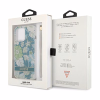 Guess GUHCP13XHFLSN iPhone 13 Pro Max 6.7" zaļš cietais viedtālruņa apvalks ar ziedu siksniņu