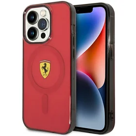 Ferrari FEHMP14XURKR iPhone 14 Pro Max 6.7" sarkans cietais viedtālruņa apvalks daļēji caurspīdīgs magnētiskais (MagSafe)