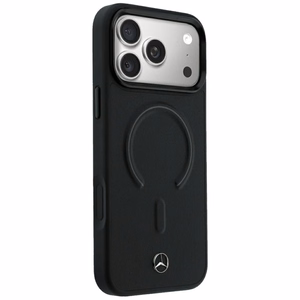 Mercedes 3D MagSafe ādas maciņš, paredzēts iPhone 18 Pro Max / 17 Pro Max, melns