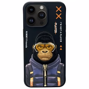Nimmy Cool&Cute 2.0 pērtiķa apvalks iPhone 15 Pro - melns