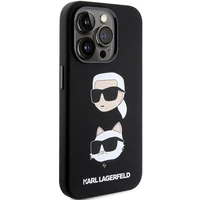 Karl Lagerfeld silikona Karl & Choupette galvas viedtālruņa apvalks iPhone 15 Pro Max - melns