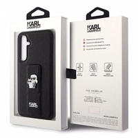 Karl Lagerfeld Gripstand Saffiano Karl&Choupette Pins viedtālruņa apvalks Samsung Galaxy S23 FE - melns