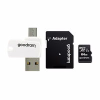 GoodRam atmiņas karte 64GB microSDHC cl. 10 UHS-I + adapteris + karšu lasītājs