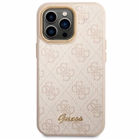 Guess 4G Vintage Gold Logo viedtālruņa apvalks iPhone 14 Pro Max - rozā