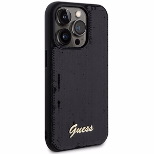 Guess Sequin Script Metal viedtālruņa apvalks iPhone 13 Pro Max - melns