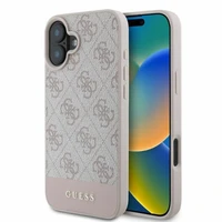 Guess 4G Bottom Stripe viedtālruņa apvalks iPhone 16 - rozā
