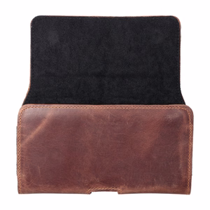 ROYAL Crazy Horse universal horizontal leather belt holster size L for IPHONE 12 / 12 PRO / 13 / 13 PRO / 14 / 14 PRO / SAMSUNG S10 / S20 / S21 / A40 / HUAWEI P8 LITE / P30 / P40 / P9 LITE brown