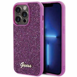 Guess Disko Metāla Uzraksts viedtālruņa apvalks iPhone 15 Pro - rozā