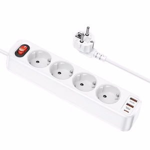 Charger-power strip Hoco NS1 (2xUSB; 1xUSB-C; 4xEU socket; 3A 20W) white