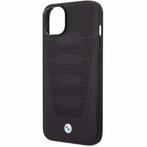 Viedtālruņa apvalks BMW BMHCP14S22RPSK iPhone 14 6.1 - melns ādas sēdekļu raksts