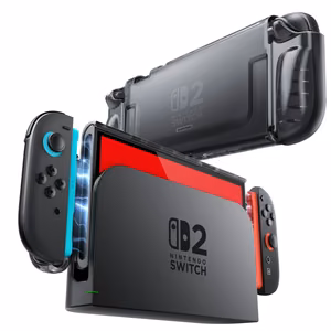 Supcase Crystal apvalks Nintendo Switch 2 - caurspīdīgi melns
