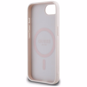 Guess Grained Hot Stamp Peony Triangle Logo magnētiskais viedtālruņa apvalks iPhone 16e - bēšs