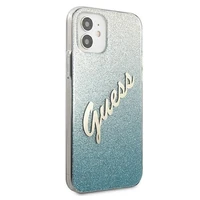 Guess GUHCP12SPCUGLSBL iPhone 12 mini 5.4" zils/zils cietais apvalks Glitter Gradient Script