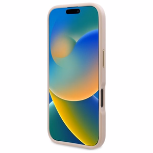 Guess 4G Logo Plate Magnētiskais viedtālruņa apvalks iPhone 16 - rozā