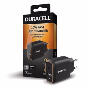 Duracell sienas lādētājs (DRACUSB19-EU) – 20 W, melns