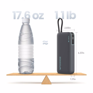 Cuktech CUKP200NGLLG ārējais akumulators ar iebūvētu USB-C kabeli, 20000 mAh, 55 W, balts