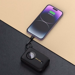 Portatīvais lādētājs Dudao K14 melns 10000mAh (PD / QC3.0) + Type-C / Lightning kabelis
