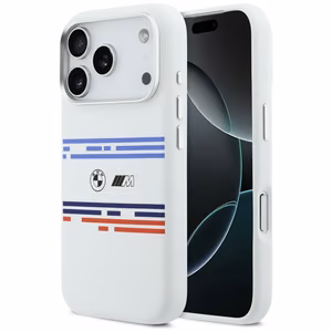 Силиконовый чехол BMW M Horizontal Line MagSafe для iPhone 17 Pro - белый