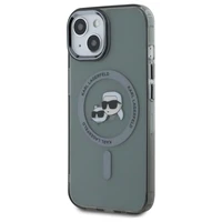Karl Lagerfeld KLHMP15SHLSKCK iPhone 15 6.1" melns cietais viedtālruņa apvalks IML Metal Karl & Choupette Head Magnētiskais (MagSafe)