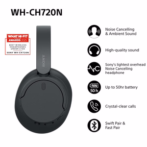 Sony WH-CH720 austiņas vadu un bezvadu galvasstienis zvaniem/mūzikai USB Type-C Bluetooth melnas
