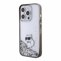 Karl Lagerfeld Liquid Glitter Choupette viedtālruņa apvalks iPhone 15 Pro Max - caurspīdīgs