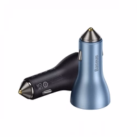 Automašīnas lādētājs Baseus "Golden Contactor Pro" pelēks 65W (2xPD / 1xQC3.0)