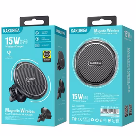 Auto turētājs Kaku "KSC-560" Melns / Bezvadu charging / (Magnetic / Air Vent Grille)