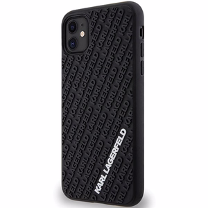 Karl Lagerfeld KLHCN613DMKRLK iPhone 11 / Xr 6.1" melns/melns cietais apvalks 3D Gumijas Multi Logotips