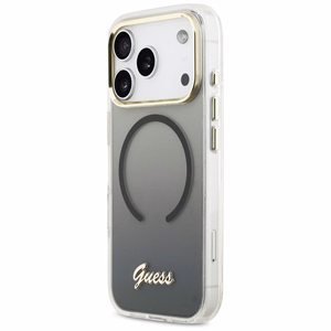 Guess IML Gradient Script Metal MagSafe чехол для iPhone 17 Pro Max чёрный